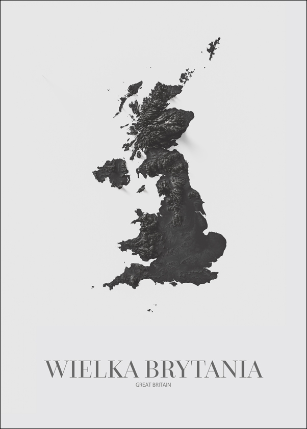 UK, mapa grafitowa II - plakat 20x30 cm