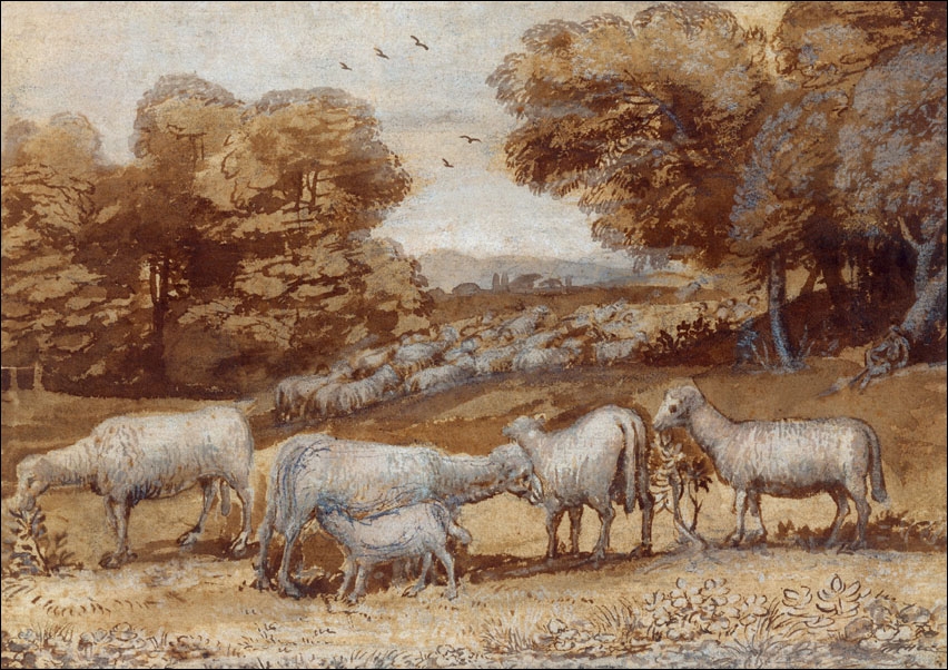 Landscape with Sheep, Claude Lorrain - plakat Wymiar do wyboru: 70x50 cm