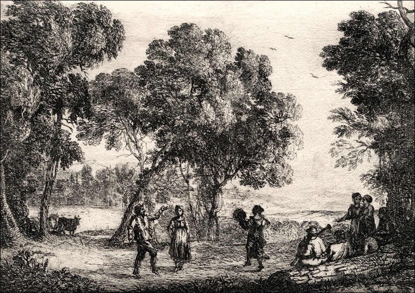 Landscape with a Country Dance (Small Plate), Claude Lorrain - plakat Wymiar do wyboru: 70x50 cm