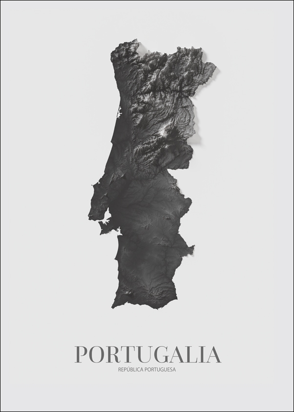 Portugalia, mapa grafitowa - plakat 60x80 cm