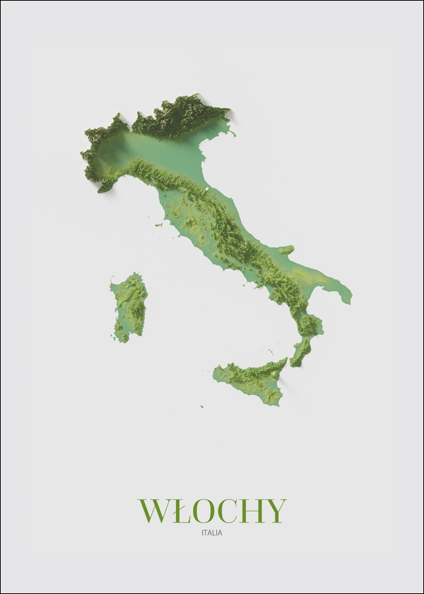 Włochy, mapa - plakat 40x60 cm