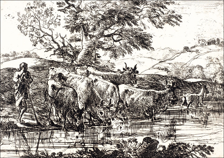The Herd at the Watering Place, Claude Lorrain - plakat Wymiar do wyboru: 100x70 cm