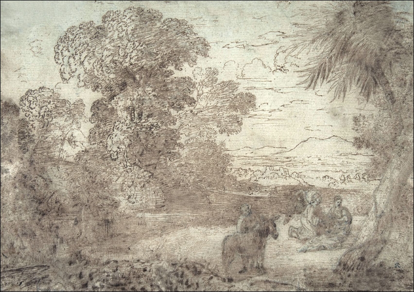 Landscape with the Rest on the Flight into Egypt, Claude Lorrain - plakat Wymiar do wyboru: 70x50 cm