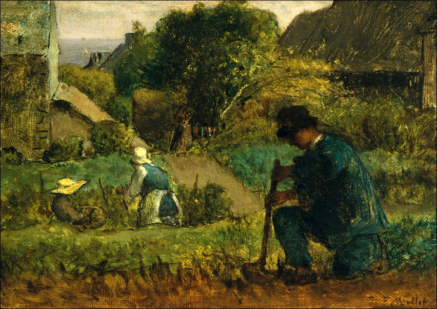 Garden Scene, Jean-François Millet - plakat Wymiar do wyboru: 40x30 cm