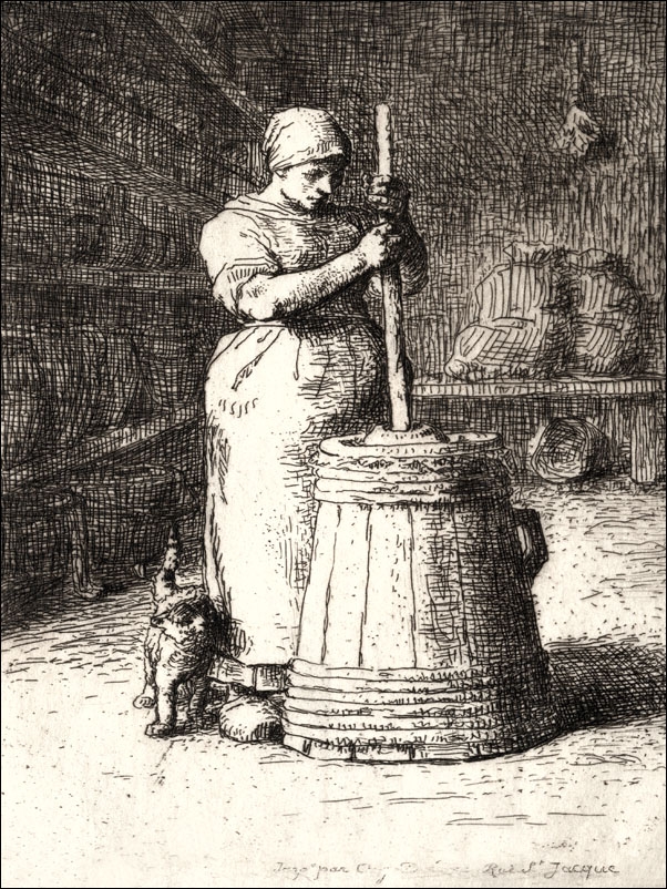 A Woman Churning, Jean-François Millet - plakat Wymiar do wyboru: 50x70 cm