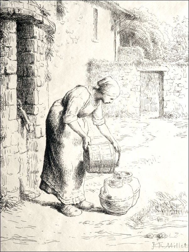 A Woman Emptying a Bucket, Jean-François Millet - plakat Wymiar do wyboru: 30x40 cm