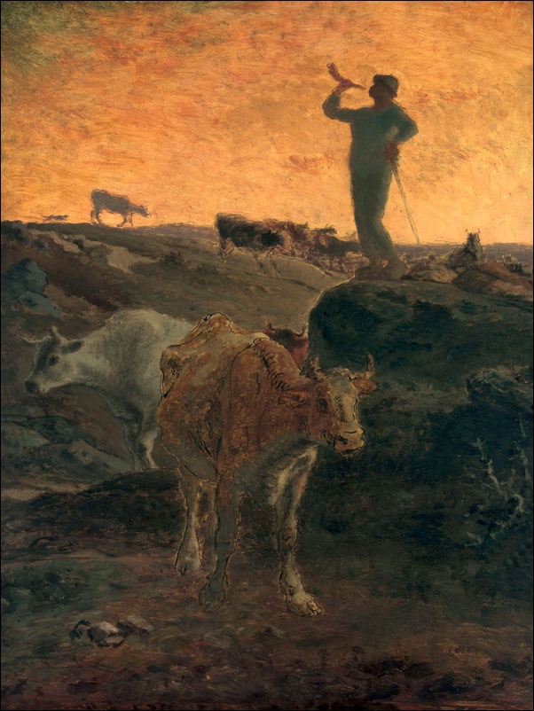 Calling the Cows Home, Jean-François Millet - plakat Wymiar do wyboru: 30x40 cm