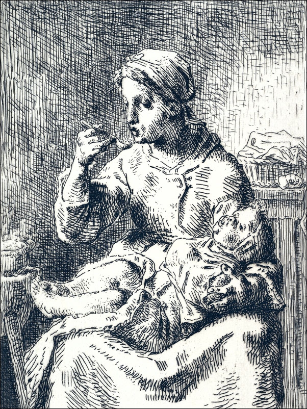 Cooling the Porridge, Jean-François Millet - plakat Wymiar do wyboru: 20x30 cm