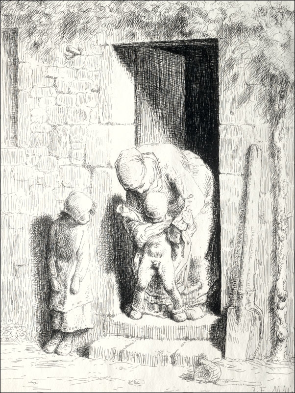 Maternal Precaution, Jean-François Millet - plakat Wymiar do wyboru: 70x100 cm