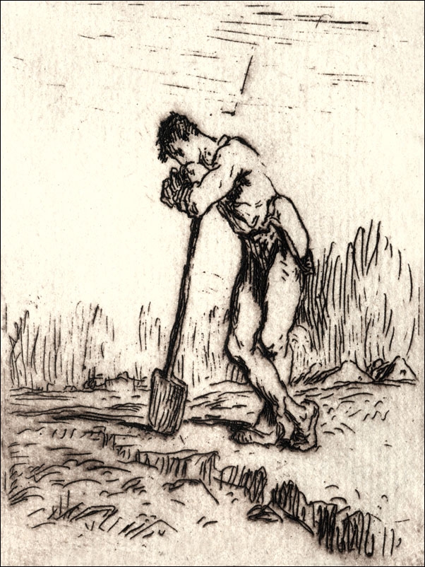 Man Leaning on a Spade, Jean-François Millet - plakat Wymiar do wyboru: 40x60 cm
