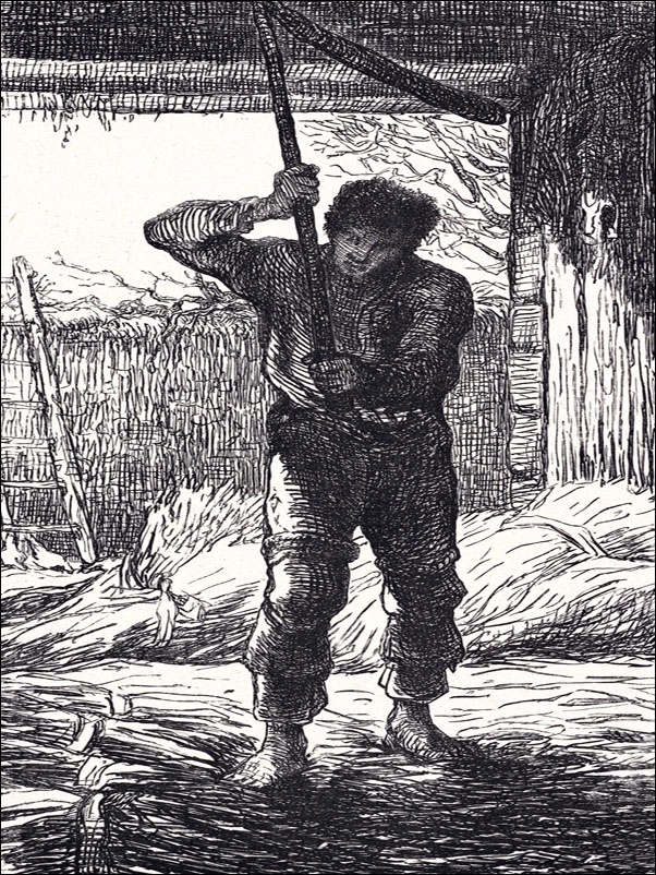 Man Threshing Wheat, Jean-François Millet - plakat Wymiar do wyboru: 30x40 cm