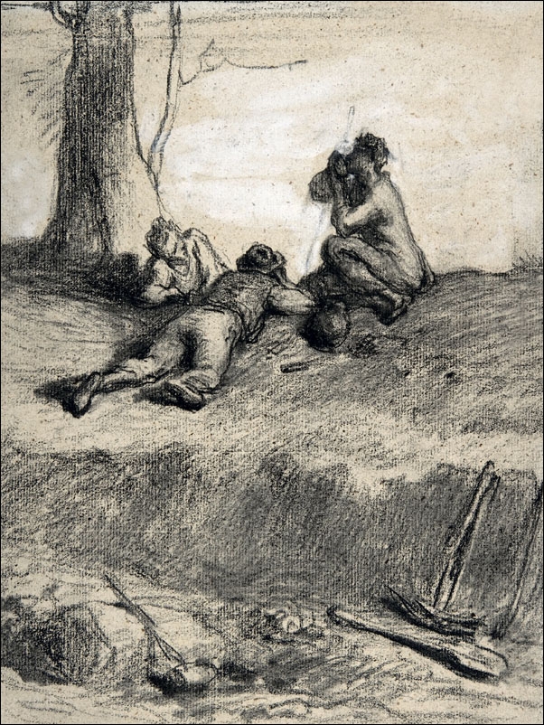 Roadworkers at Lunch, Jean-François Millet - plakat Wymiar do wyboru: 40x60 cm
