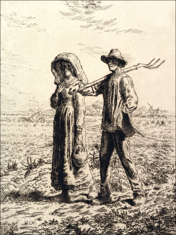 Peasants Going to Work, Jean-François Millet - plakat Wymiar do wyboru: 40x50 cm