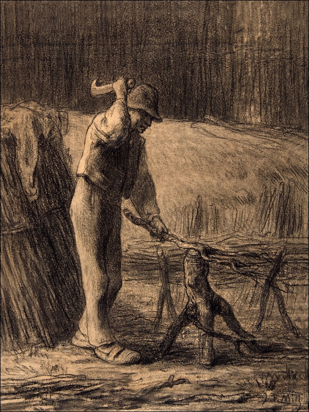 Woodcutter Trimming Faggots, Jean-François Millet - plakat Wymiar do wyboru: 61x91,5 cm