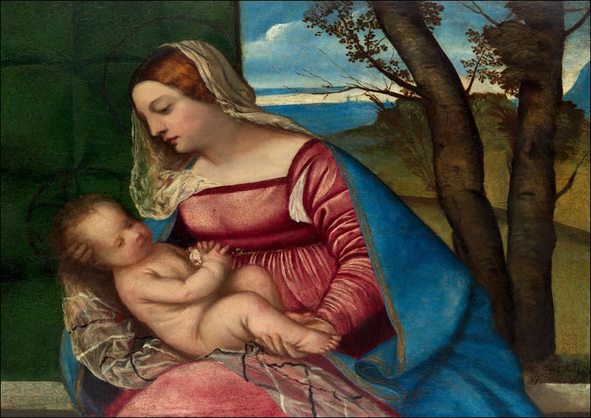 Madonna and Child, Tycjan - plakat Wymiar do wyboru: 70x50 cm