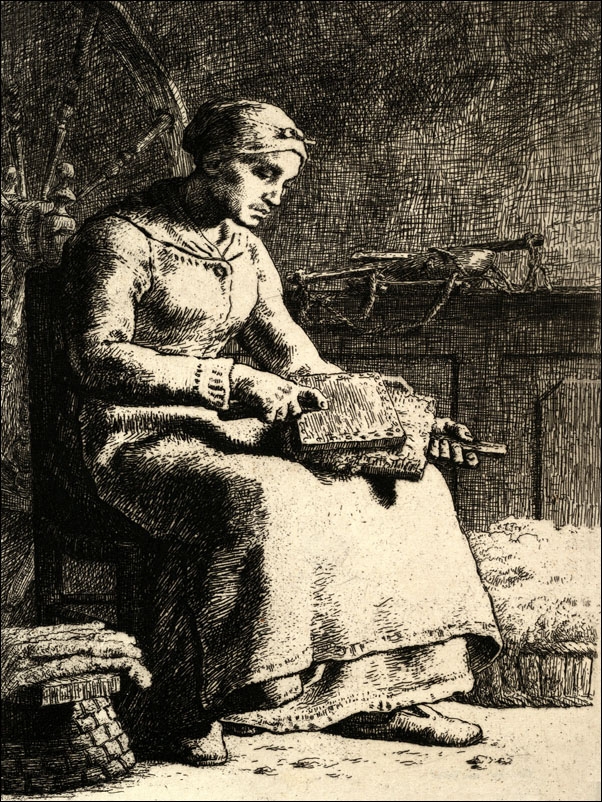The Wool Carder, Jean-François Millet - plakat Wymiar do wyboru: 50x70 cm