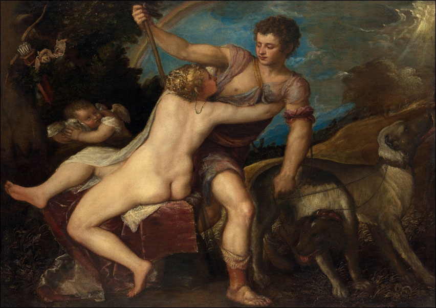 Venus and Adonis, Tycjan - plakat Wymiar do wyboru: 70x50 cm