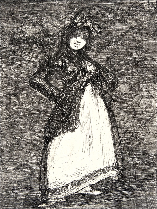 A Maja standing against a dark background, Francisco Goya - plakat Wymiar do wyboru: 21x29,7 cm