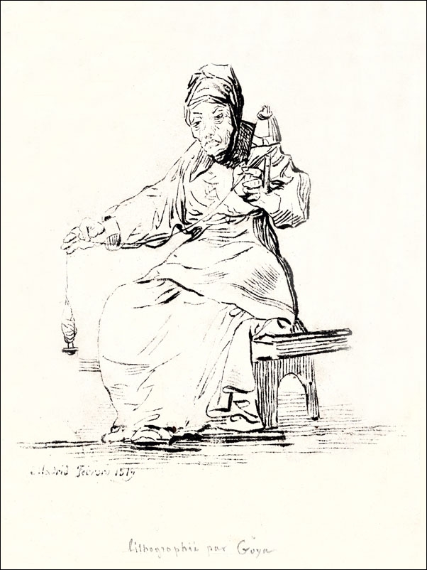 An old woman spinning, spindle in her right hand, distaff in her left, Francisco Goya - plakat Wymiar do wyboru: 70x100 cm