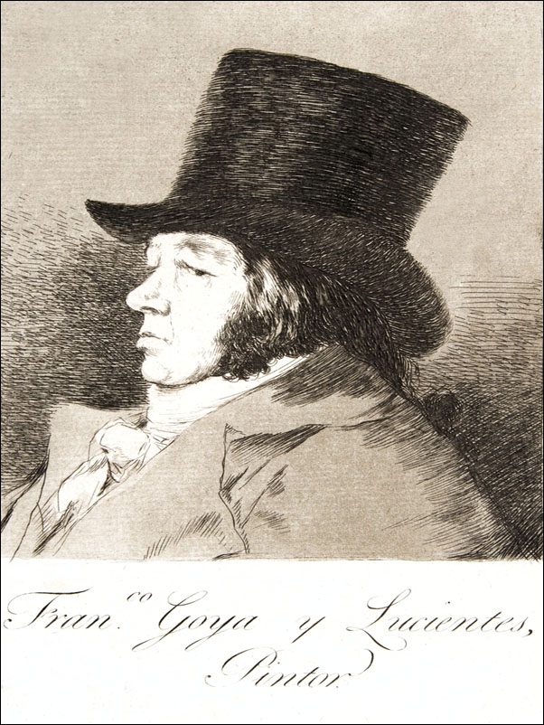 Plate 1 from Los Caprichos- Self-portrait, Francisco Goya - plakat Wymiar do wyboru: 50x70 cm