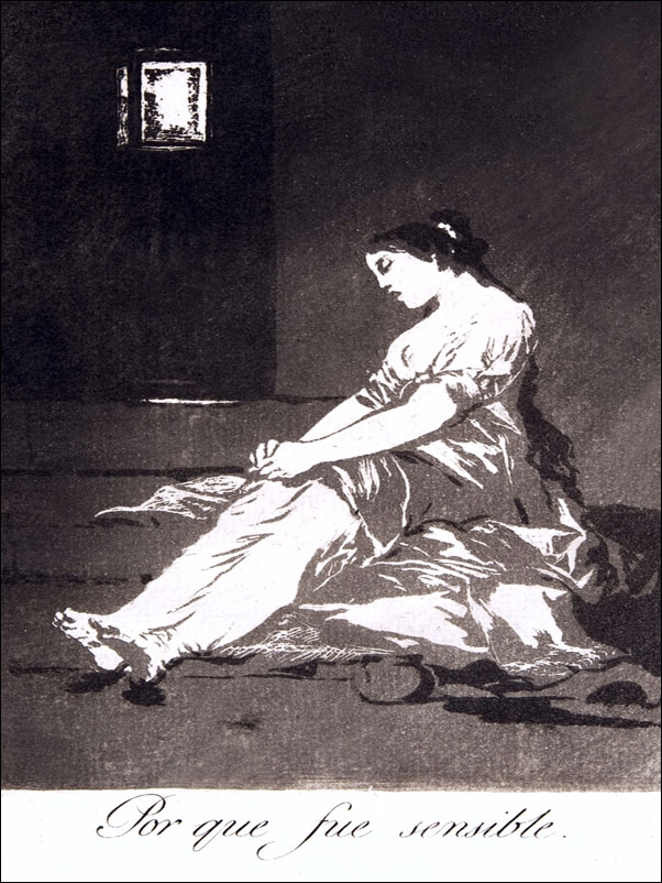 Plate 32 from Los Caprichos- Because she was susceptible (Por que fue sensible, Francisco Goya - plakat Wymiar do wyboru: 50x70 cm