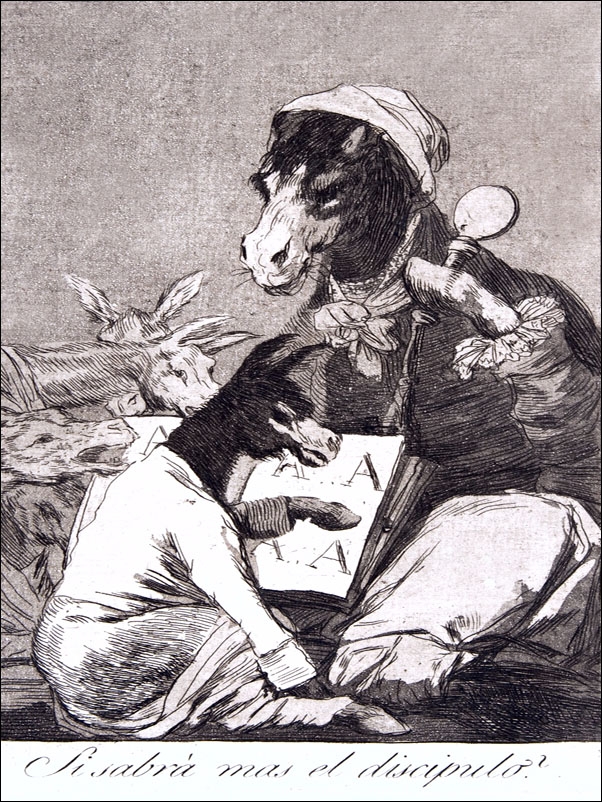 Plate 37 from Los Caprichos- Might not the pupil know more (Si Sabrá mas el discipulo), Francisco Goya - plakat Wymiar do wyboru: 61x91,5 cm