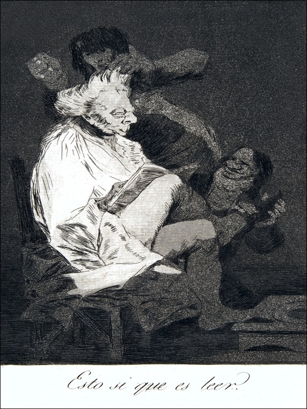 Plate 29 from Los Caprichos- That certainly is being able to read (Esto si que es leer, Francisco Goya - plakat Wymiar do wyboru: 50x70 cm