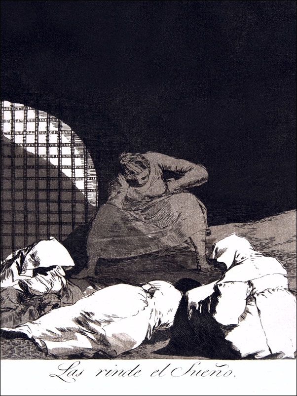 Plate 34 from Los Caprichos- Sleep overcomes them (Las rinde el Sueño, Francisco Goya - plakat Wymiar do wyboru: 61x91,5 cm