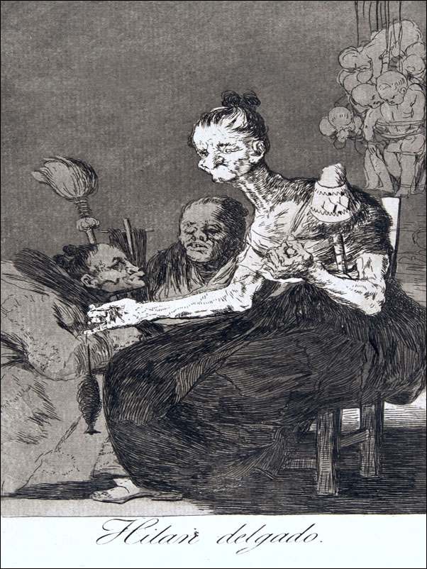 Plate 44 from Los Caprichos- They spin finely (Hilan delgado, Francisco Goya - plakat Wymiar do wyboru: 50x70 cm