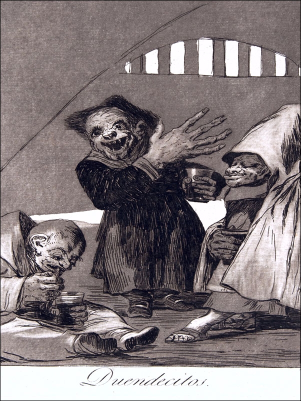 Plate 49 from Los Caprichos- Hobgoblins (Duendecitos, Francisco Goya - plakat Wymiar do wyboru: 50x70 cm