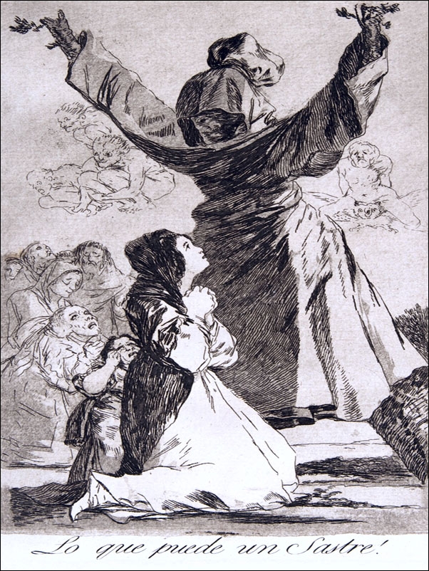 Plate 52 from Los Caprichos- What a tailor can do! (Lo que puede un Sastre!), Francisco Goya - plakat Wymiar do wyboru: 50x70 cm