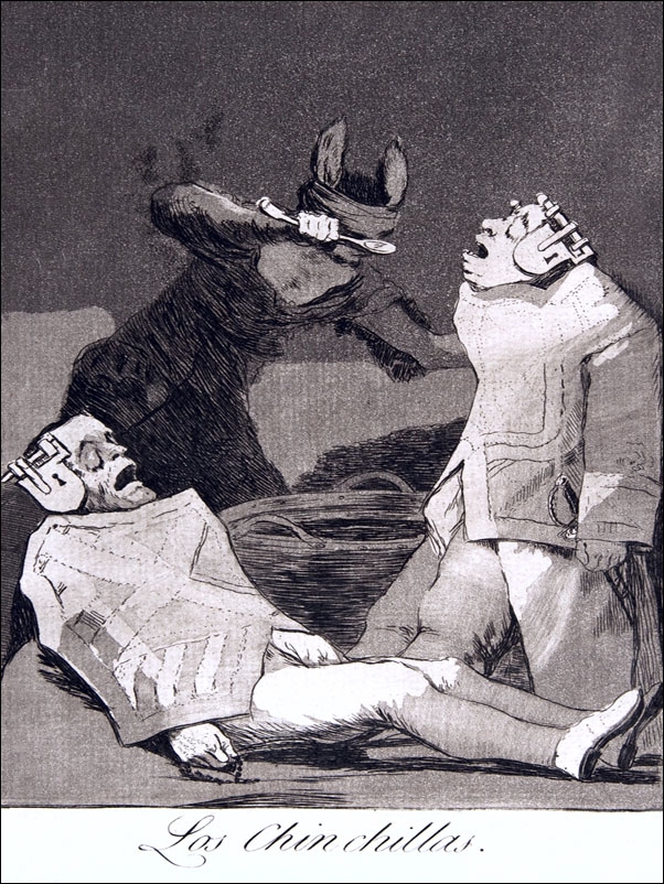 Plate 50 from Los Caprichos- The Chinchillas (Los Chinchillas, Francisco Goya - plakat Wymiar do wyboru: 30x40 cm