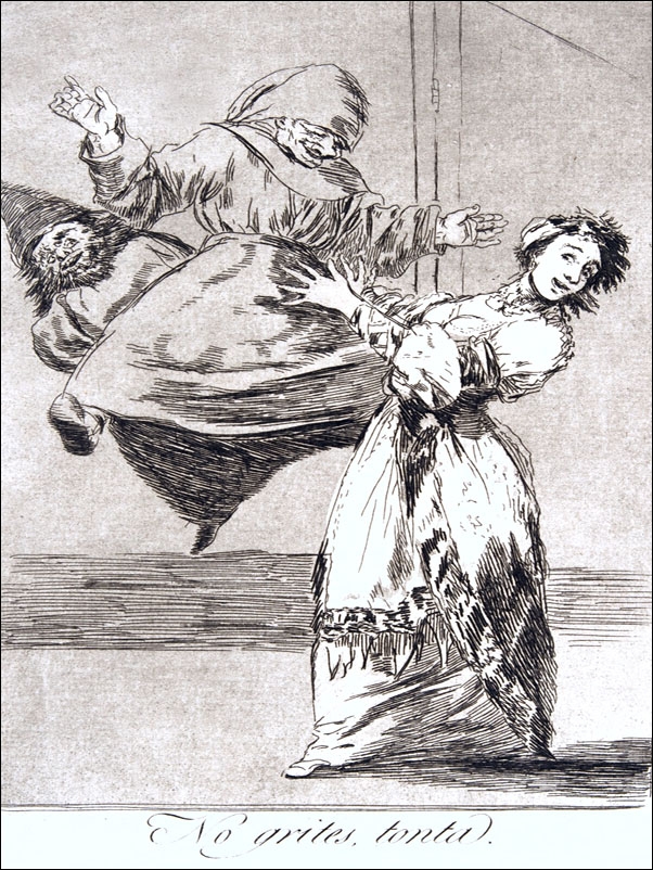 Plate 74 from Los Caprichos- Dont scream, stupid (No grites, tonta), Francisco Goya - plakat Wymiar do wyboru: 50x70 cm