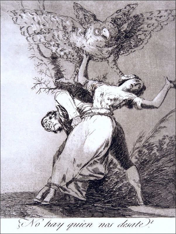 Plate 75 from Los Caprichos- Is there no one to untie us (¿No hay quien nos desate), Francisco Goya - plakat Wymiar do wyboru: 30x40 cm