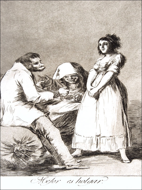 Plate 73 from Los Caprichos- It is better to be lazy (Mejor es holgar, Francisco Goya - plakat Wymiar do wyboru: 30x40 cm
