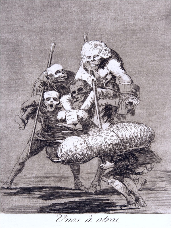 Plate 77 from Los Caprichos- What one does to another (Unos á otros, Francisco Goya - plakat Wymiar do wyboru: 61x91,5 cm