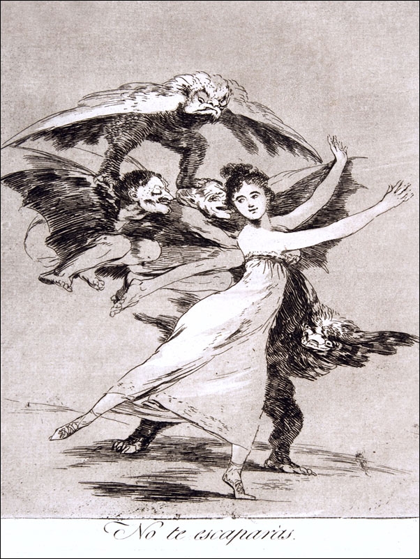 Plate 72 , from Los Caprichos- You will not escape (No te escaparàs, Francisco Goya - plakat Wymiar do wyboru: 30x40 cm