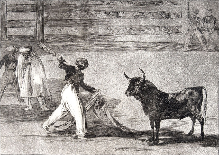 Plate 7 from the Tauromaquia- Origin of the harpoon or banderillas, Francisco Goya - plakat Wymiar do wyboru: 30x40 cm