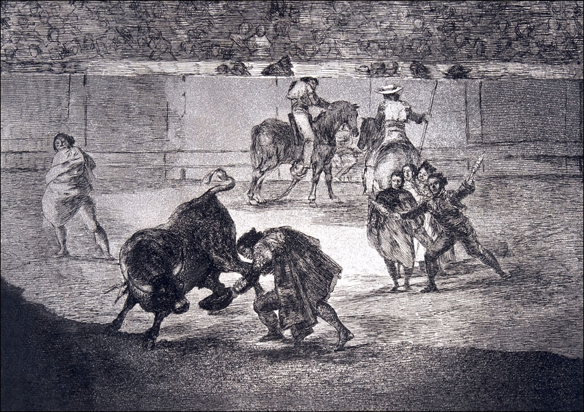 Plate 29 of the Tauromaquia- Pepe Illo making the pass of the recorte, Francisco Goya - plakat Wymiar do wyboru: 100x70 cm