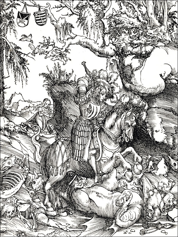 St. George on Horseback Slaying the Dragon, Lucas Cranach the Elder - plakat Wymiar do wyboru: 60x80 cm
