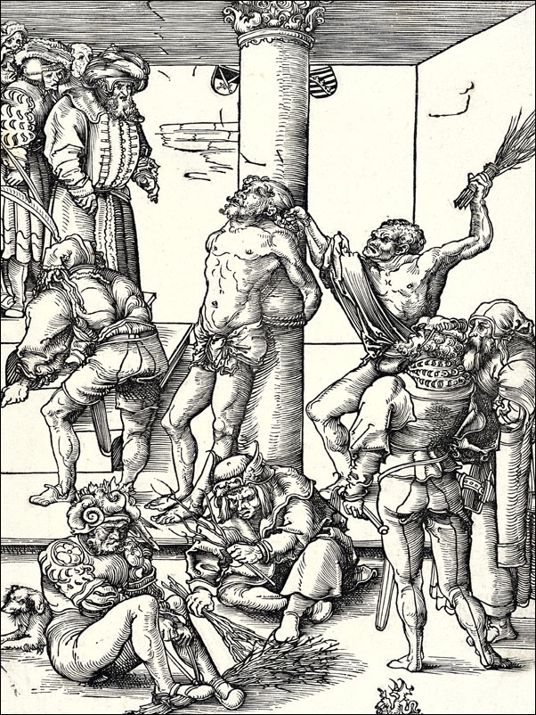 The Flagellation, from The Passion, Lucas Cranach the Elder - plakat Wymiar do wyboru: 50x70 cm