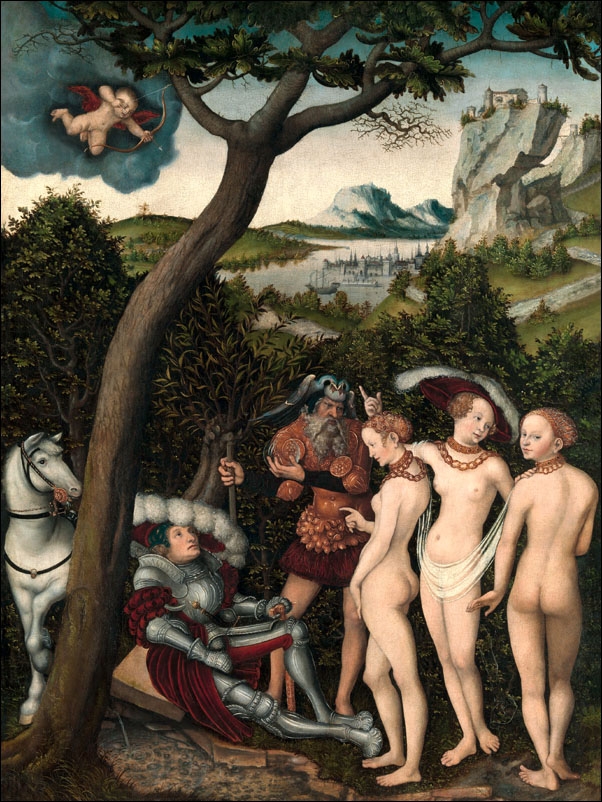 The JudGMent of Paris, Lucas Cranach the Elder - plakat Wymiar do wyboru: 40x60 cm