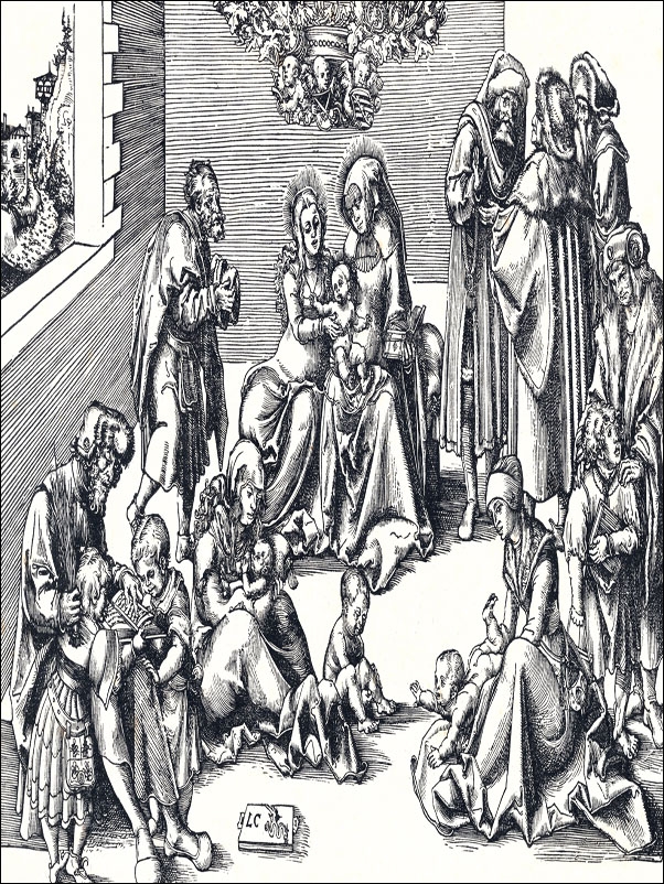 The Holy Family and Kindred, Lucas Cranach the Elder - plakat Wymiar do wyboru: 50x40 cm