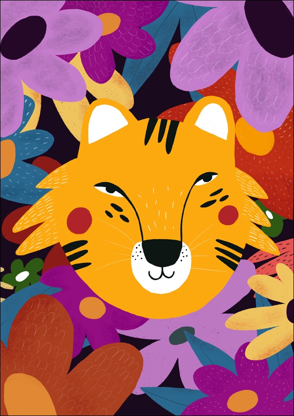 tygrys w kwiatach - plakat Wymiar do wyboru: 30x40 cm