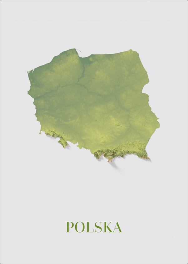 Polska mapa kolorowa - plakat Wymiar do wyboru: 21x29,7 cm