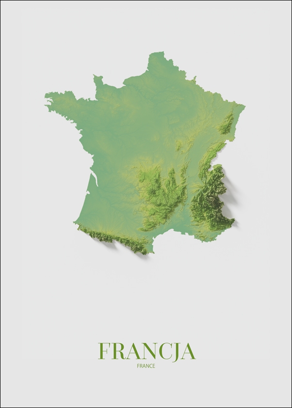 Francja mapa kolorowa - plakat Wymiar do wyboru: 42x59,4 cm