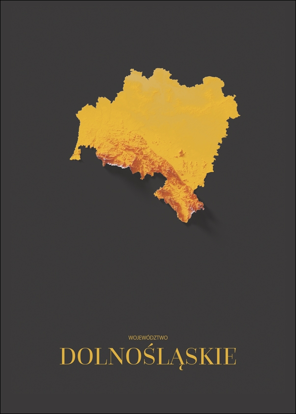 Dolny Śląsk mapa złota - plakat Wymiar do wyboru: 40x60 cm