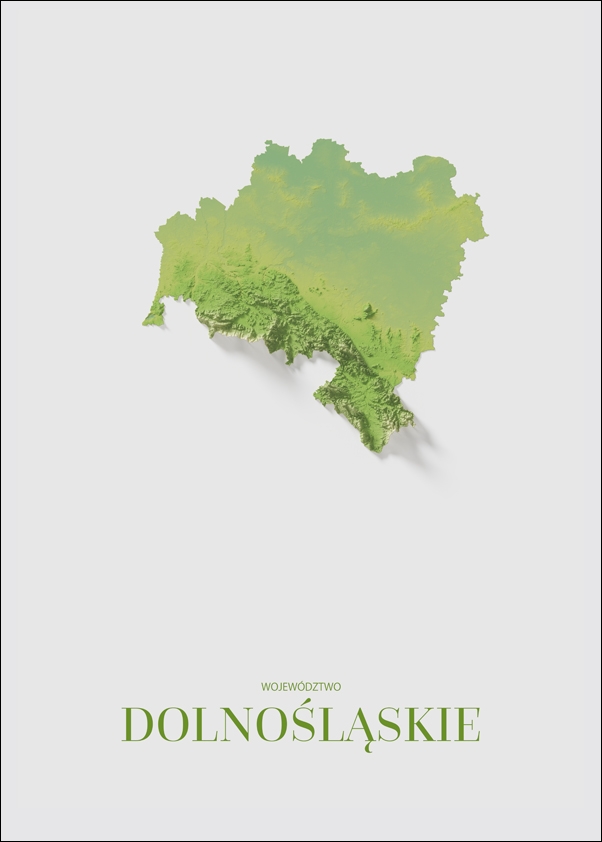 Dolny Śląsk mapa kolorowa - plakat Wymiar do wyboru: 42x59,4 cm