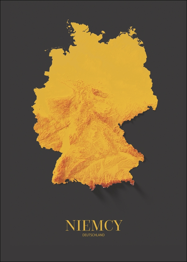 Niemcy mapa złota - plakat Wymiar do wyboru: 30x40 cm