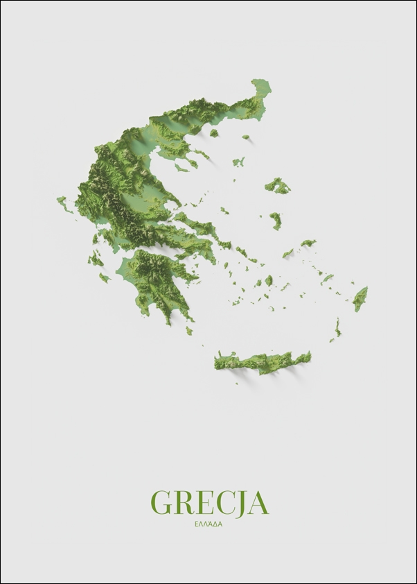 Grecja mapa kolorowa - plakat Wymiar do wyboru: 42x59,4 cm
